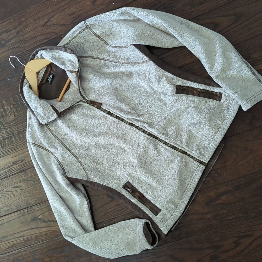 KUHL I Advokat Stone Tan & Brown Full Zipper Front Minky Fleece Jacket, L - Picture 3 of 16
